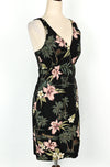 Vintage 80s Black Floral Hawaiian SHANNON MARIE Dress - S