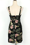 Vintage 80s Black Floral Hawaiian SHANNON MARIE Dress - S