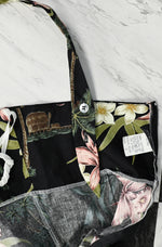 Vintage 80s Black Floral Hawaiian SHANNON MARIE Dress - S