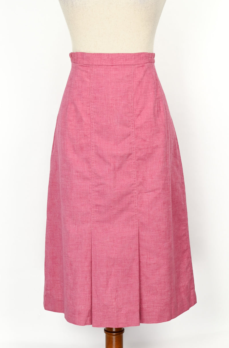 Vintage 80s Pink FRANK LEE High Waisted Midi Skirt