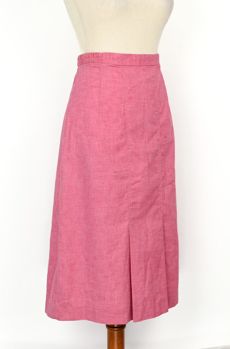 Vintage 80s Pink FRANK LEE High Waisted Midi Skirt