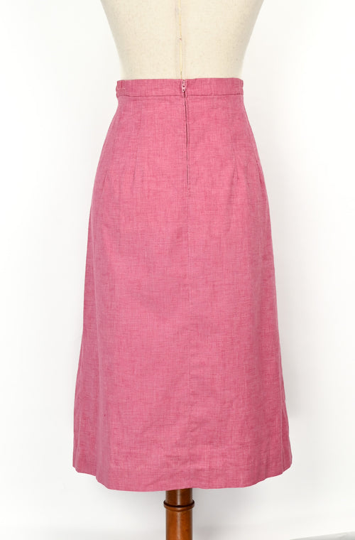 Vintage 80s Pink FRANK LEE High Waisted Midi Skirt