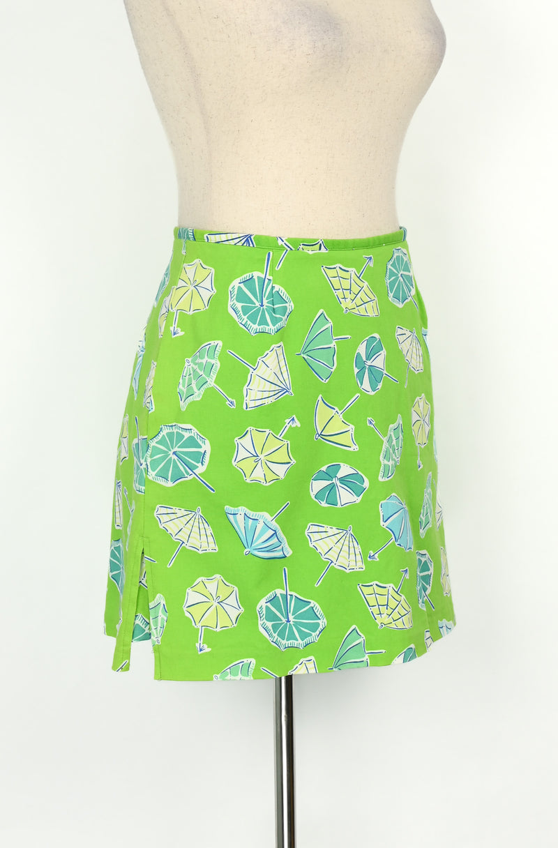 Vintage Green & Blue Umbrella BRIGGS NEW YORK Mini Skort - 10