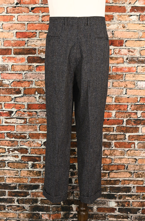 Vintage 50s/60s Grey Tweed Wool Pleated Cuffed Dress Pants