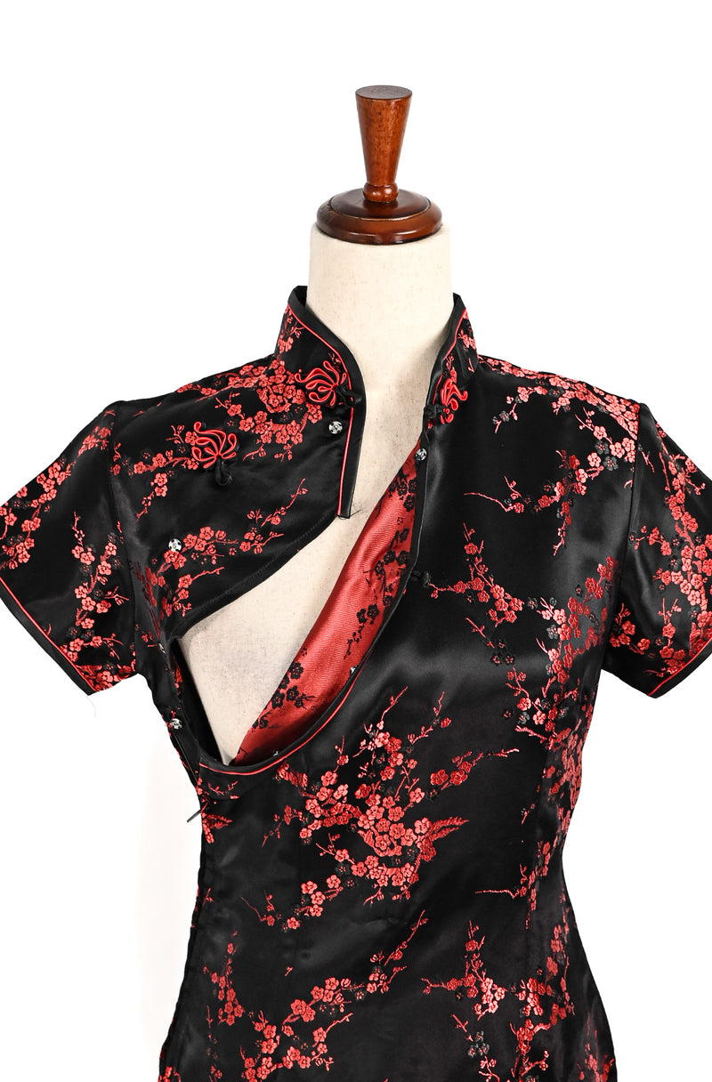Black & Red Floral Cheongsam Si Mei Jin Qipao Chinese Dress