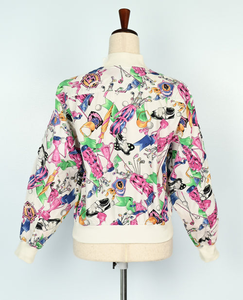 Vintage 80s/90s White Multicolor TAIL Cropped Golfing Zip Up Jacket - S