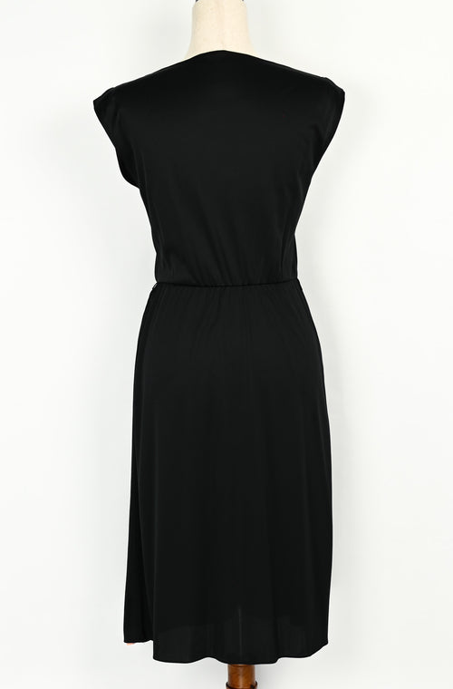 Vintage 70s/80s Black Cap Sleeve Layered Dress w/ Glitter Detailing