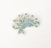 Vintage White Enamel & Faux Turquoise Feather Brooch
