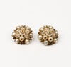 Vintage Gold Tone & White Faux Pearl Cluster Clip On Earrings