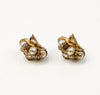 Vintage Gold Tone & White Faux Pearl Cluster Clip On Earrings