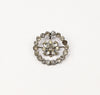 Vintage Silver Tone Rhinestone Circle w/ Flower Middle Brooch Pin