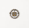 Vintage Silver Tone Rhinestone Circle w/ Flower Middle Brooch Pin