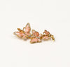 Vintage Gold Tone & Pink Enamel Rhinestone 3 Butterfly Brooch
