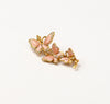 Vintage Gold Tone & Pink Enamel Rhinestone 3 Butterfly Brooch