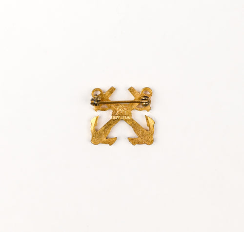Vintage Gold Tone H-H IMPERIAL Military Anchor Brooch Pin
