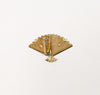 Vintage Gold Tone Handheld Mesh Fan Brooch