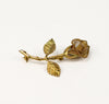 Vintage Gold Tone & Mesh ANNE KLEIN Long Stem Rose Brooch