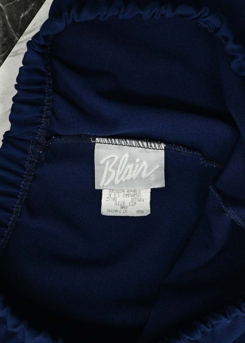 Vintage 80s Dark Blue BLAIR Elastic Waist Stirrup Pants - 12P