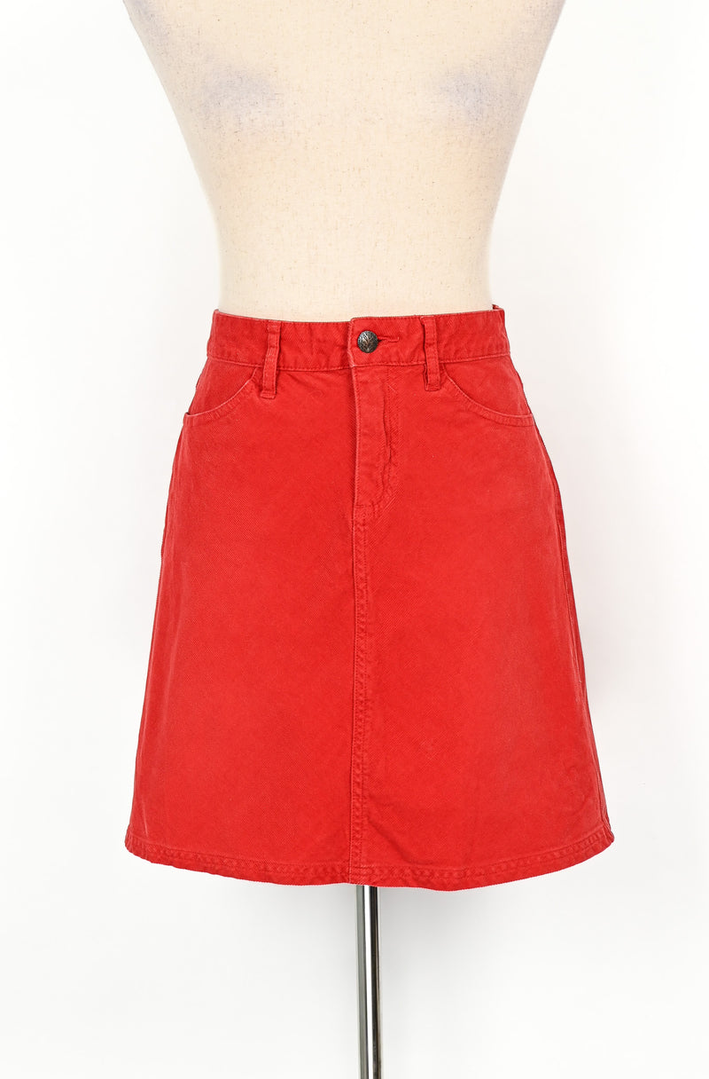 Red PRANA Corduroy Mini Skirt