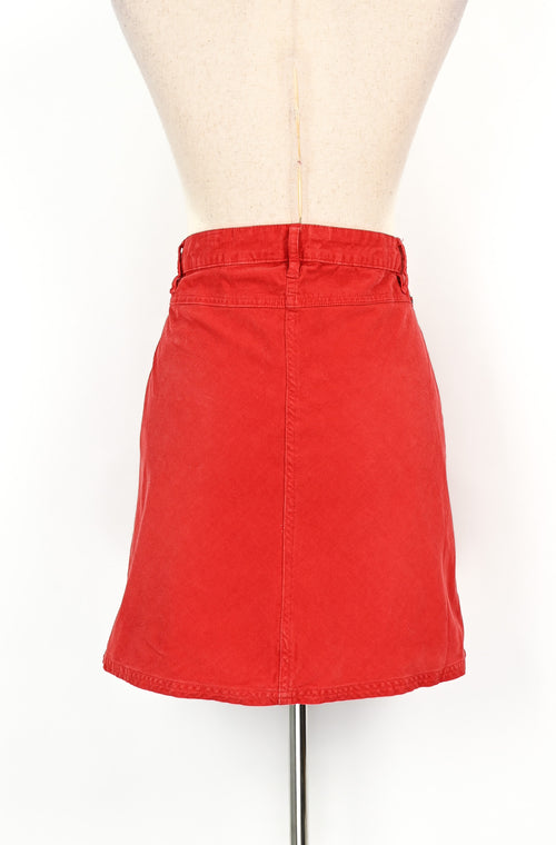 Red PRANA Corduroy Mini Skirt