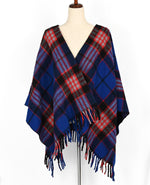 RARE Vintage Blue & Red Plaid AMANA WOOLEN MILLS Wool Shawl Wrap