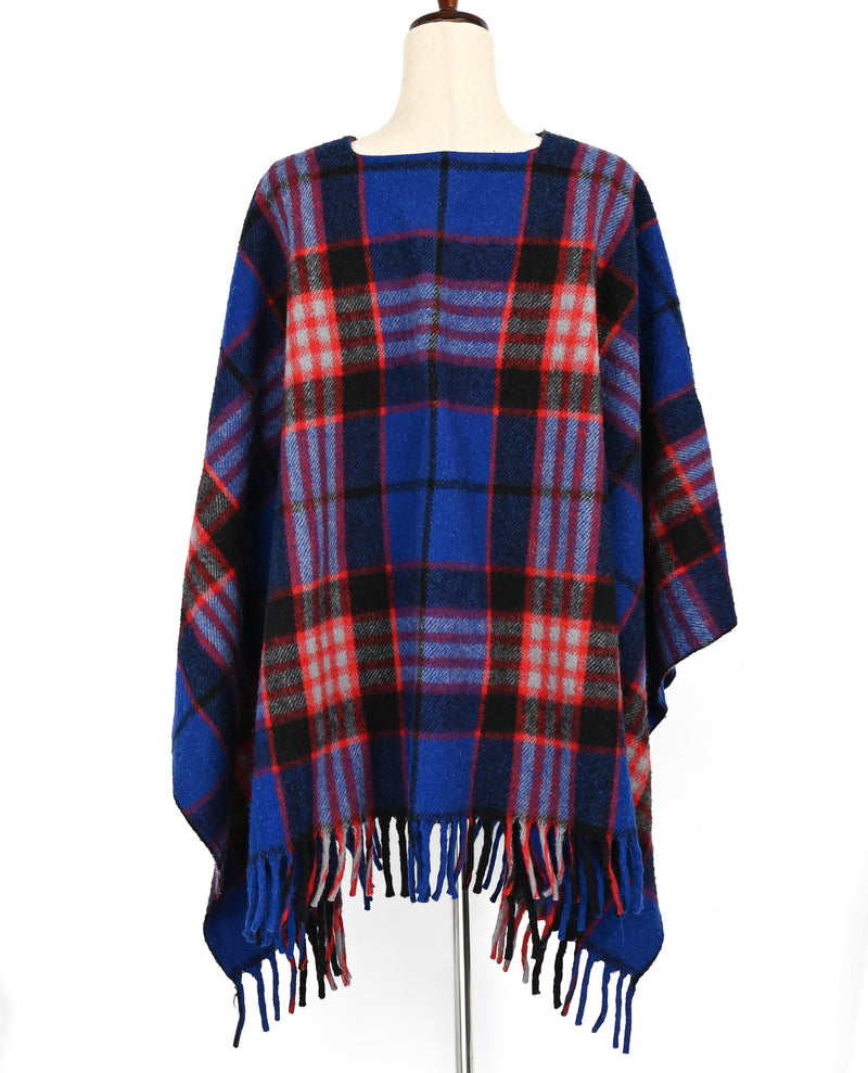 RARE Vintage Blue & Red Plaid AMANA WOOLEN MILLS Wool Shawl Wrap