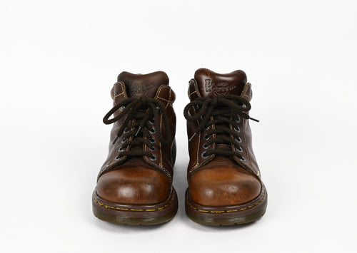 Vintage 90s England Made Brown Leather DR. MARTENS 8542 Chunky Ankle Boots