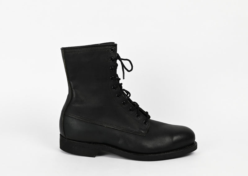 Vintage Black 1987 ADDISON SHOE COMP. 10 Hole Military Combat Boots - 9 XW
