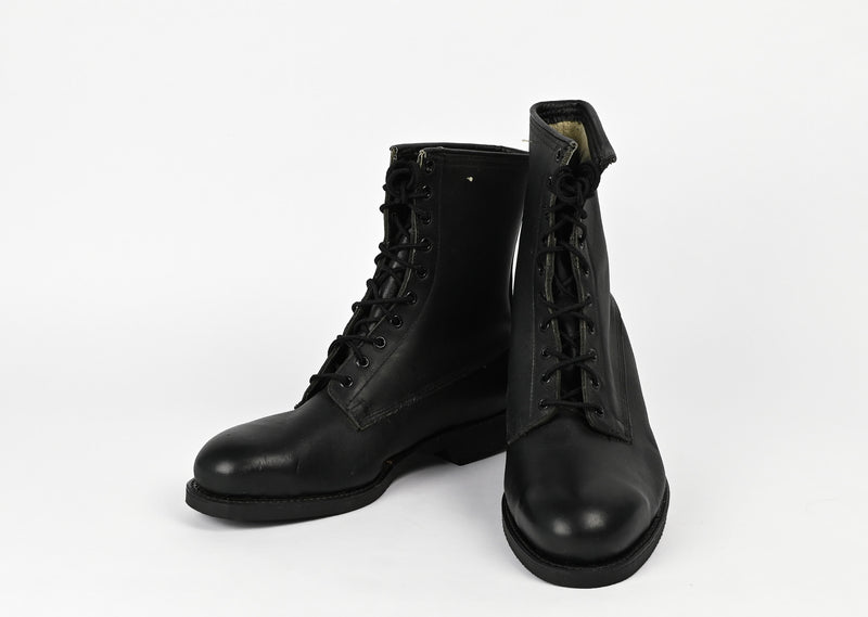 Vintage Black 1987 ADDISON SHOE COMP. 10 Hole Military Combat Boots - 9 XW