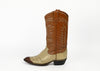 Vintage Beige & Brown JUSTIN Leather Cowboy Boots - 8 D