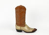 Vintage Beige & Brown JUSTIN Leather Cowboy Boots - 8 D