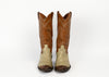 Vintage Beige & Brown JUSTIN Leather Cowboy Boots - 8 D