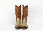 Vintage Beige & Brown JUSTIN Leather Cowboy Boots - 8 D