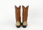 Vintage Beige & Brown JUSTIN Leather Cowboy Boots - 8 D