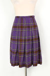 Vintage 70s Purple Plaid GARLAND Pleated Wool High Waisted Skirt