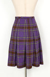 Vintage 70s Purple Plaid GARLAND Pleated Wool High Waisted Skirt