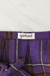 Vintage 70s Purple Plaid GARLAND Pleated Wool High Waisted Skirt