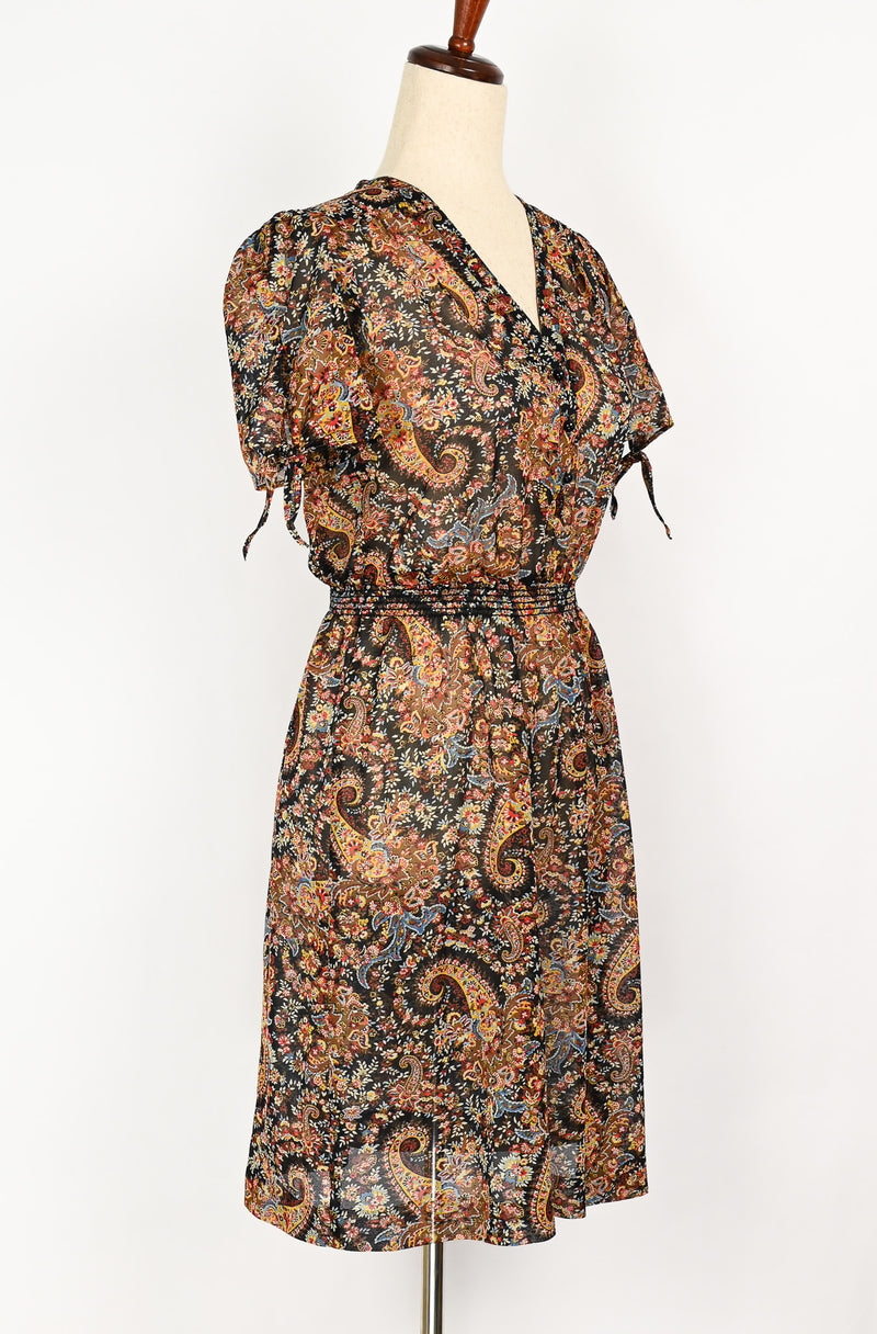 Vintage 70s Paisley CHIPPER CALIFORNIA Sheer Fit & Flare Short Sleeve –  Barrio Boutique