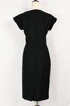 Vintage 80s Black CARY ROBBINS Polyester Midi Sheath Dress - 14