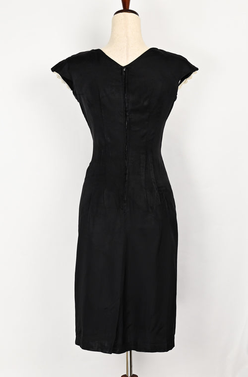 RARE Vintage 50s Black & White Lace THEO OF CALIFORNIA "Career Girl" Formal Dress