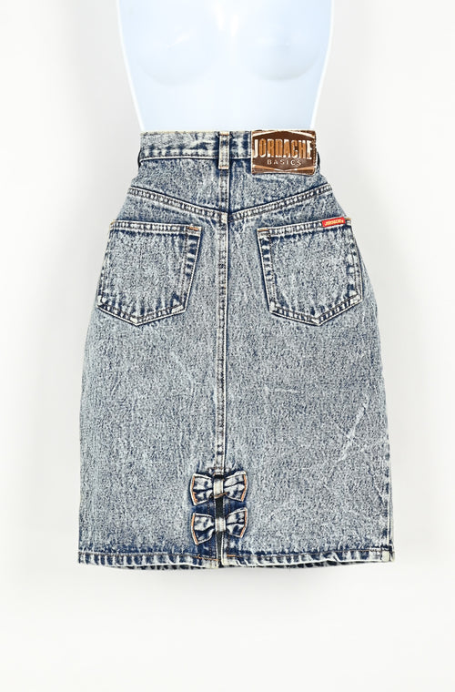 レディース ヴィンテージ 80 年代 Jordache ライト アシッド ウォッシュ デニム ジーンズ ハイウエスト スカート - 5/6