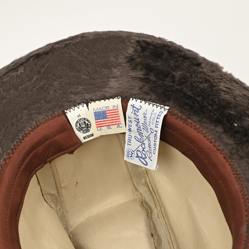 Vintage Greyish Brown Faux Fur ROCKMOUNT RANCHWEAR Custom Fitted Cowboy Hat - 17 Medium