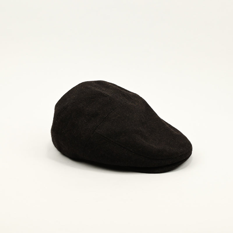 Dark Brown Chevron Wool BAILEY OF CALIFORNIA Newsboy Scally Cap - Small