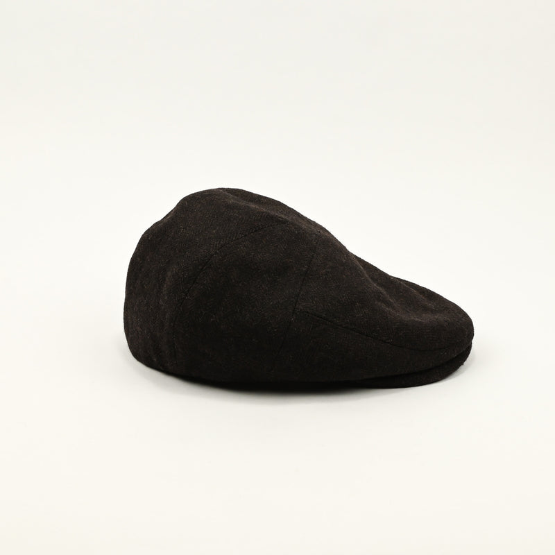 Dark Brown Chevron Wool BAILEY OF CALIFORNIA Newsboy Scally Cap - Small