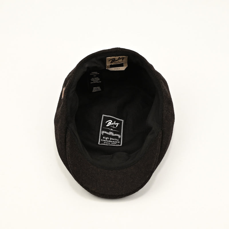 Dark Brown Chevron Wool BAILEY OF CALIFORNIA Newsboy Scally Cap - Small