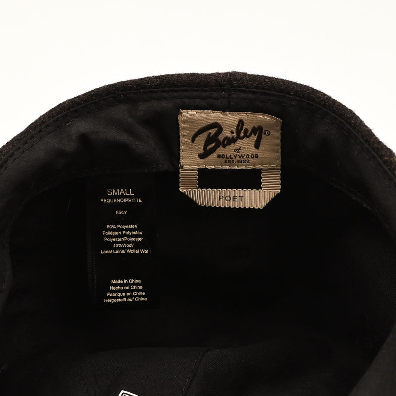 Dark Brown Chevron Wool BAILEY OF CALIFORNIA Newsboy Scally Cap - Small