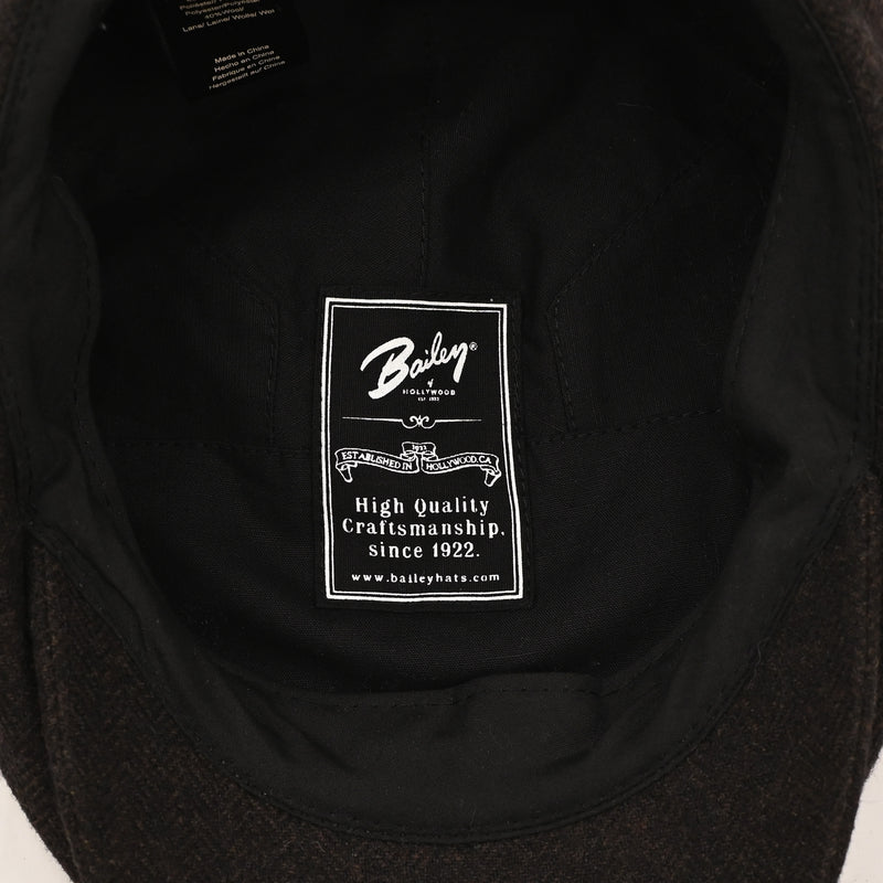 Dark Brown Chevron Wool BAILEY OF CALIFORNIA Newsboy Scally Cap - Small