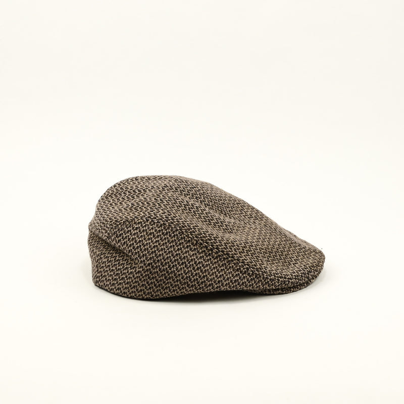 Beige & Brown Chevron Textured Wool BAILEY OF CALIFORNIA Newsboy Scally Cap