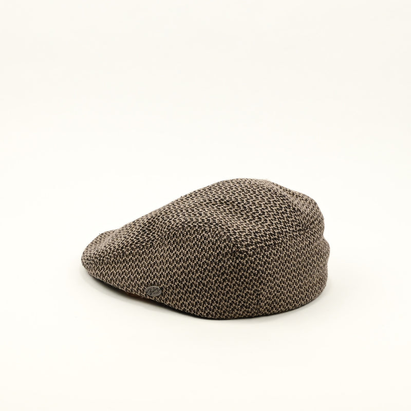Beige & Brown Chevron Textured Wool BAILEY OF CALIFORNIA Newsboy Scally Cap