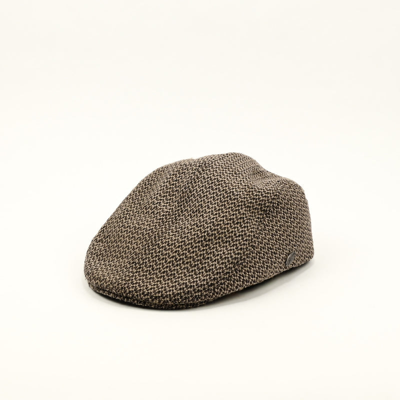Beige & Brown Chevron Textured Wool BAILEY OF CALIFORNIA Newsboy Scally Cap